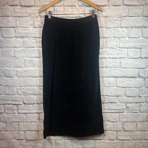3/$15 J Jill Velour Velvet Black Modest Maxi Length Elastic Waist Skirt Medium